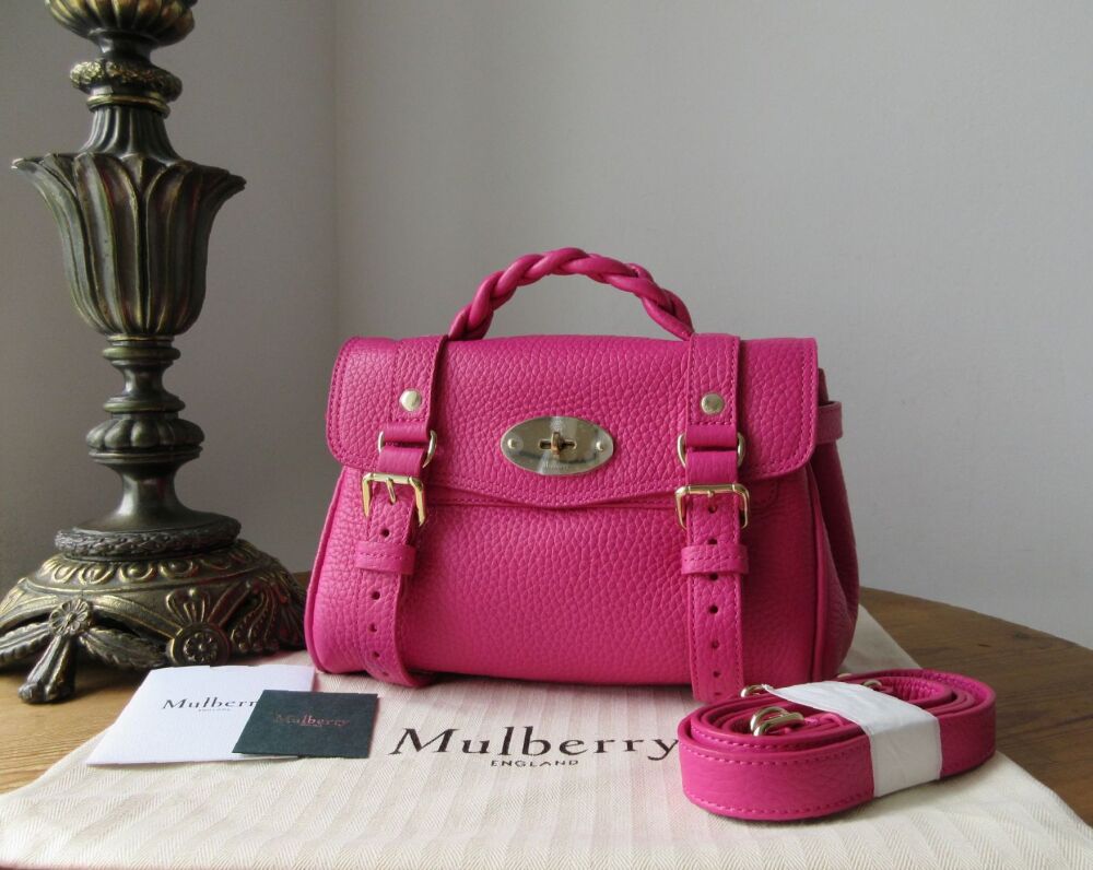 Mulberry Sustainable Icon Mini Alexa in Mulberry Pink Heavy Grain Leather -