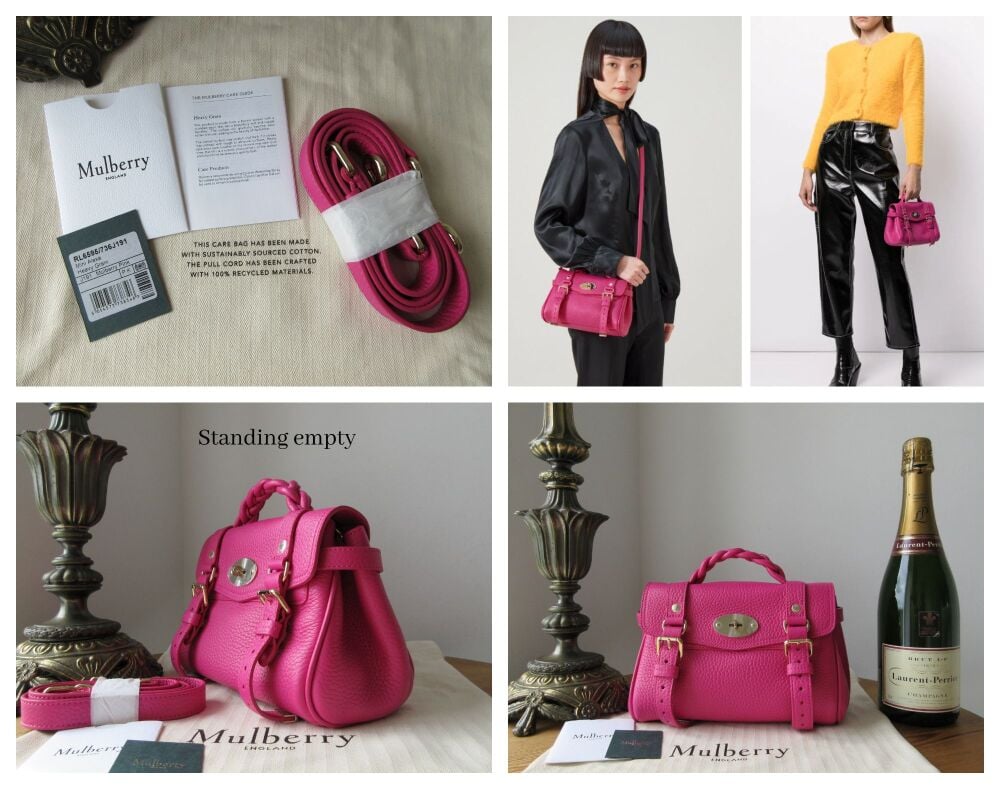 Mulberry Sustainable Icon Mini Alexa in Mulberry Pink Heavy Grain Leather - New*