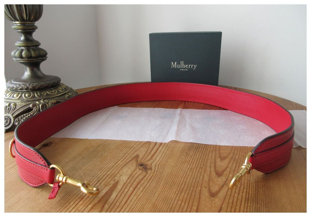 Mulberry Personalisation D Ring Shoulder Strap in Scarlet Small Classic Grain - New
