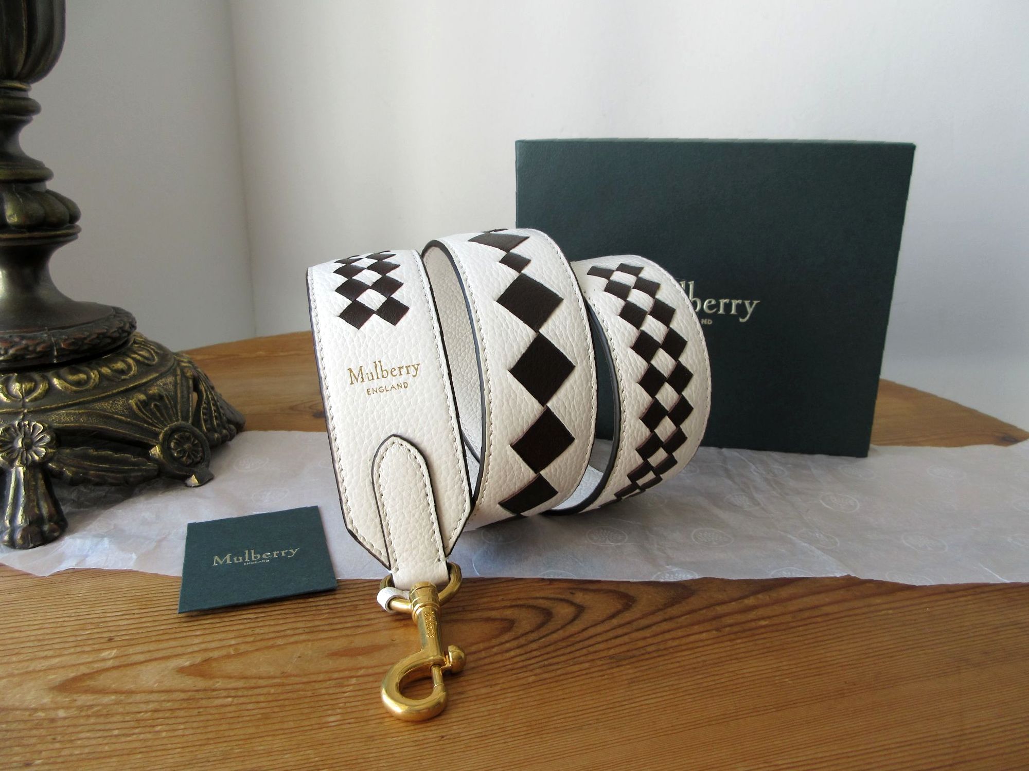 Mulberry Monochrome Graphic Vichy Woven Shoulder Strap in Ebony White