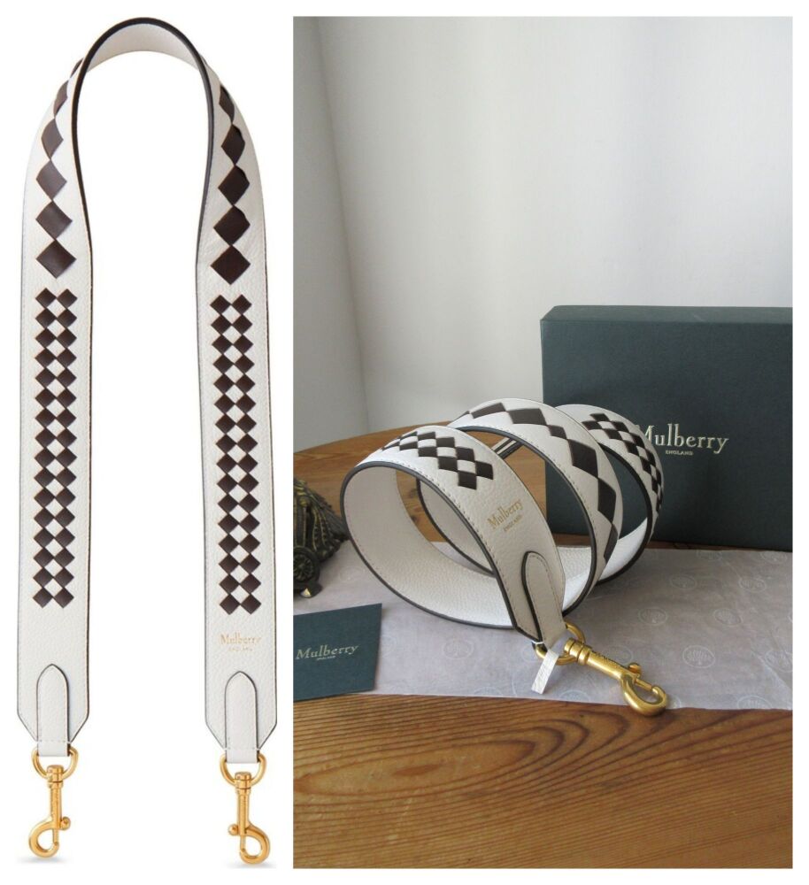 Mulberry Vichy Graphic Woven Shoulder Strap in Ebony & White