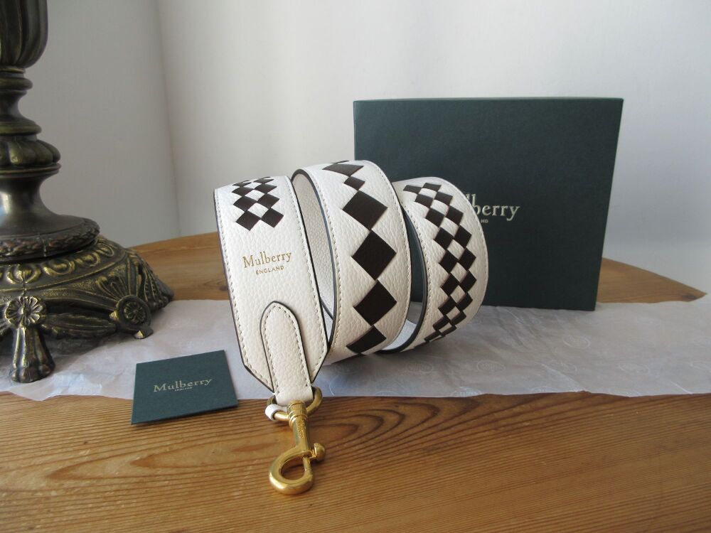 Mulberry Vichy Graphic Woven Shoulder Strap in Ebony & White
