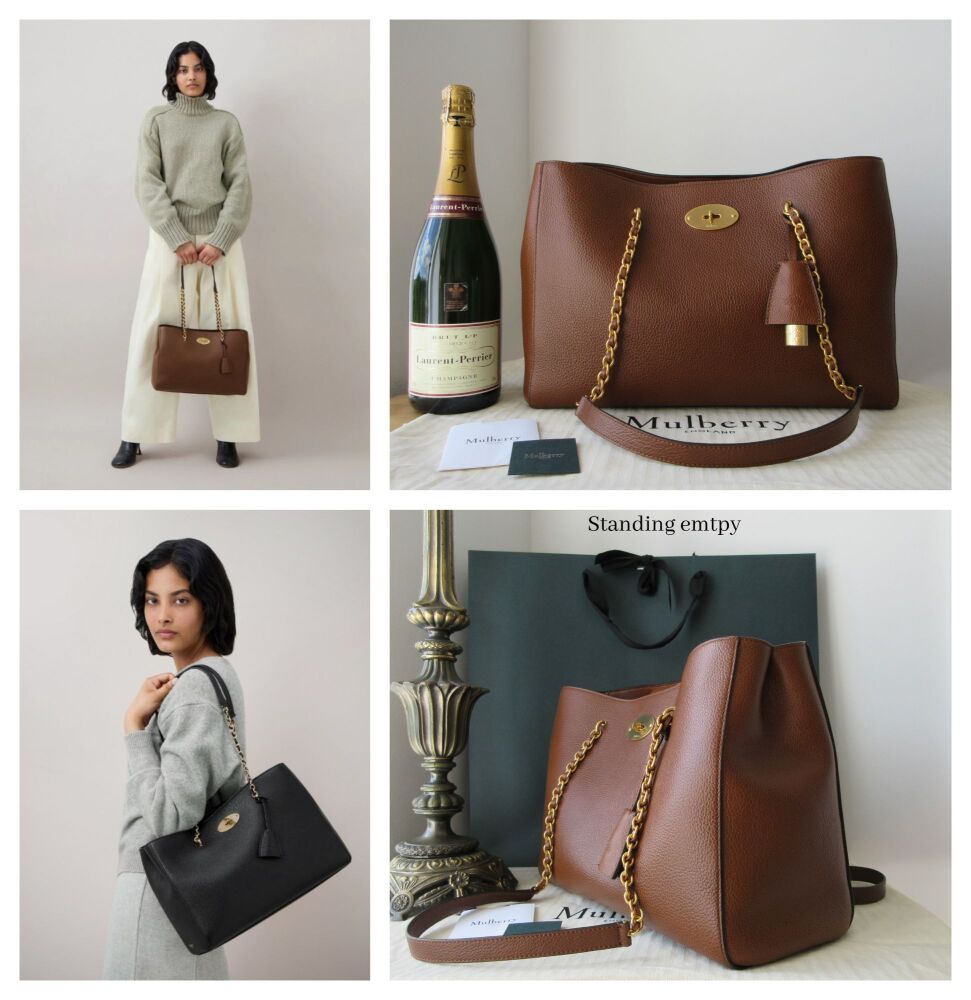 Mulberry Lily Chain Tote in Oak Two-Tone Classic Grain Leather