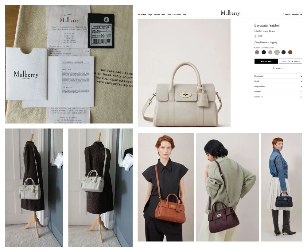 Mulberry Classic Small Bayswater Satchel in Chalk Heavy Grain Leather