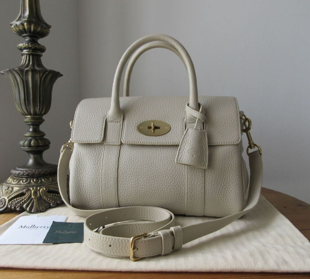 Mulberry Classic Small Bayswater Satchel in Chalk Heavy Grain Leather