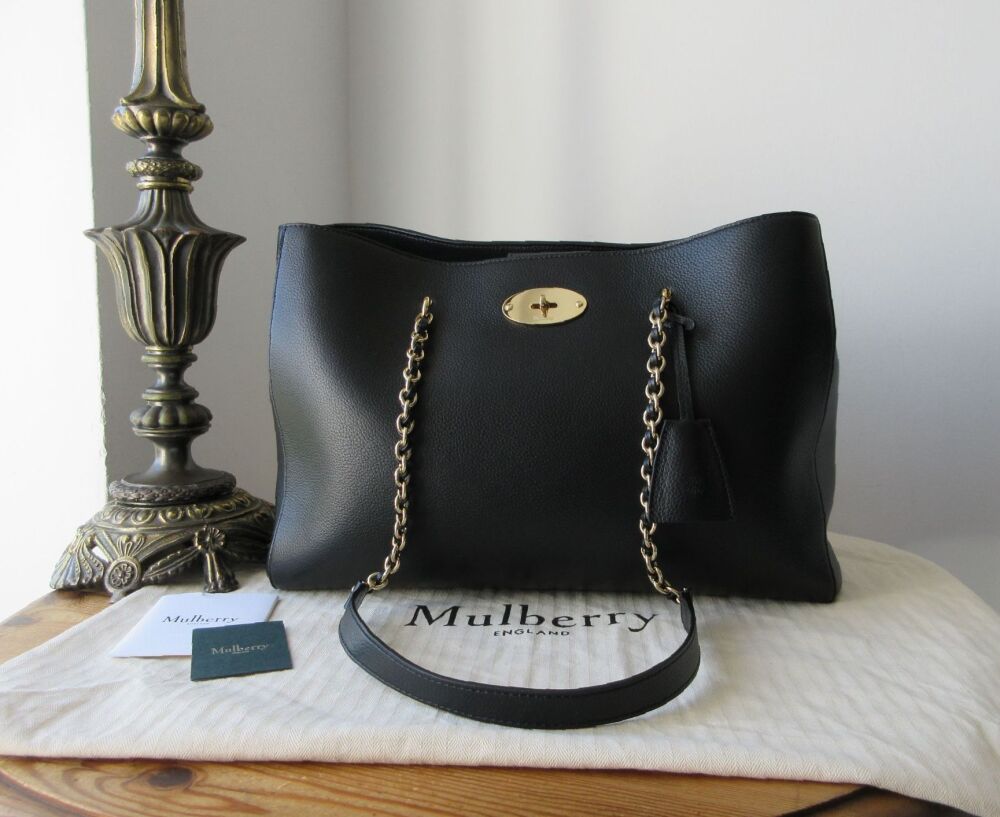 Mulberry Lily Chain Tote in Black Classic Grain