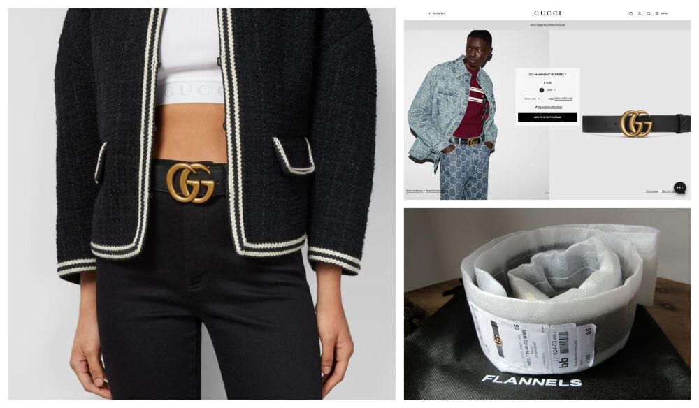 Gucci GG Marmont Belt in Smooth Black Leather with Antique Gold Hardware
