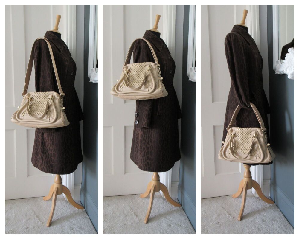 Chloé Studded Military Paraty in Angora Beige Sheepskin