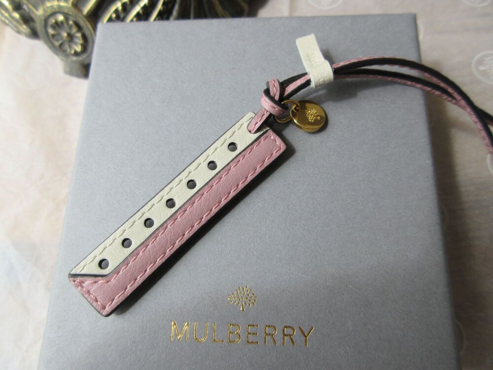 Mulberry Letter I Bag Charm Keyring in Bi Colour Mocha Rose &amp; Chalk