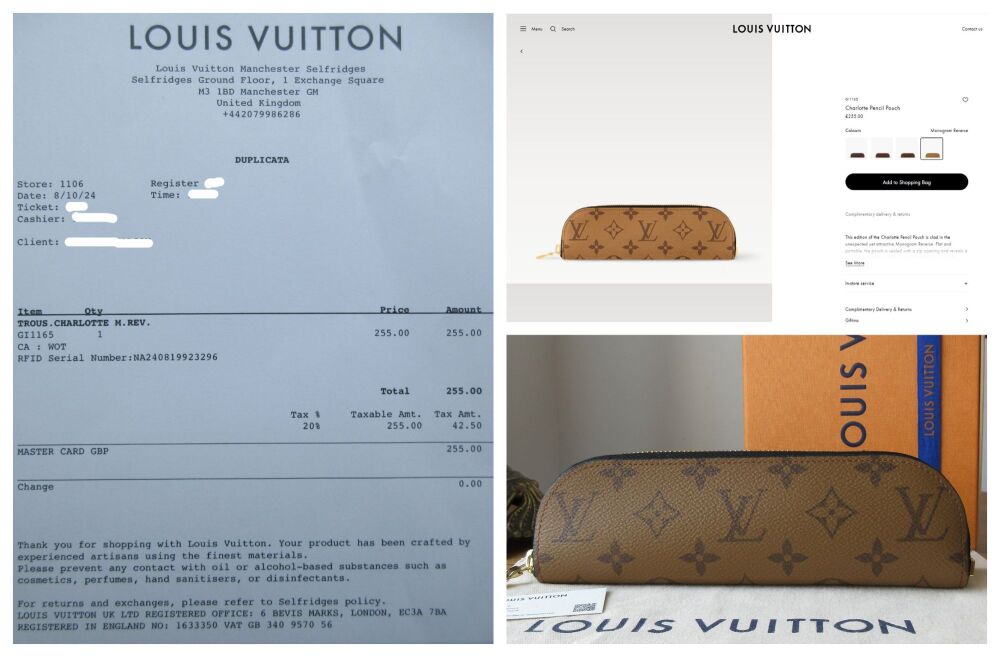Louis Vuitton Charlotte Zipped Pencil Pouch in Monogram Reverse