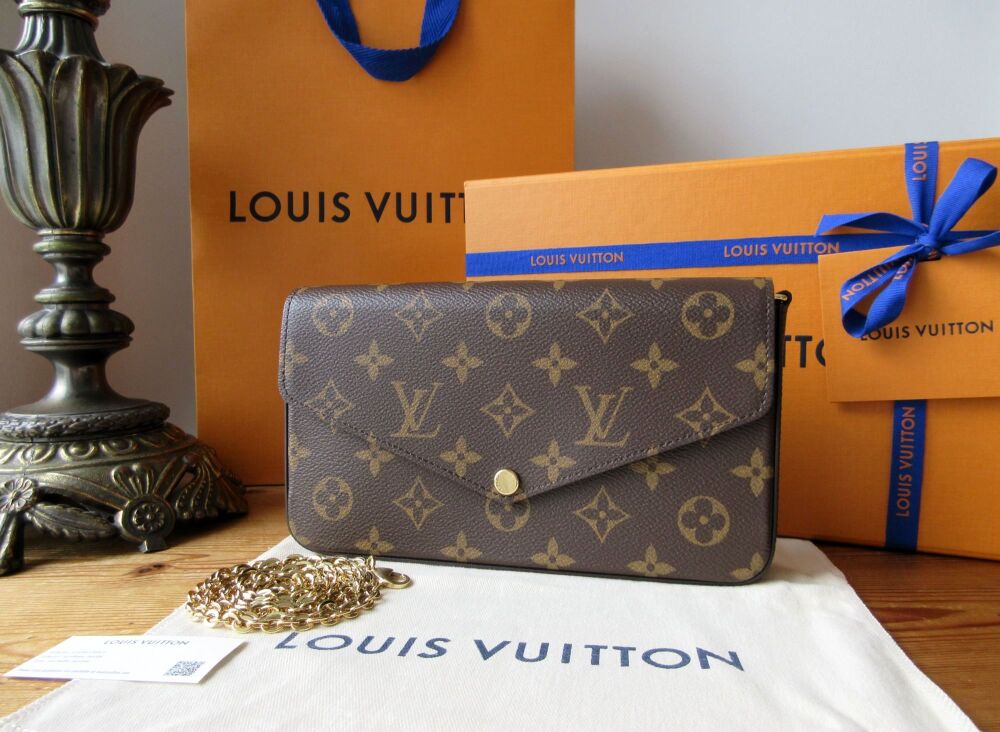Louis Vuitton F&eacute;licie Pochette Chain Shoulder Clutch in Monogram Fuchsia