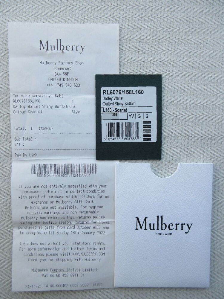 Mulberry Darley Continental Wallet in Lancaster Red Quilted Studded Shiny Calfskin