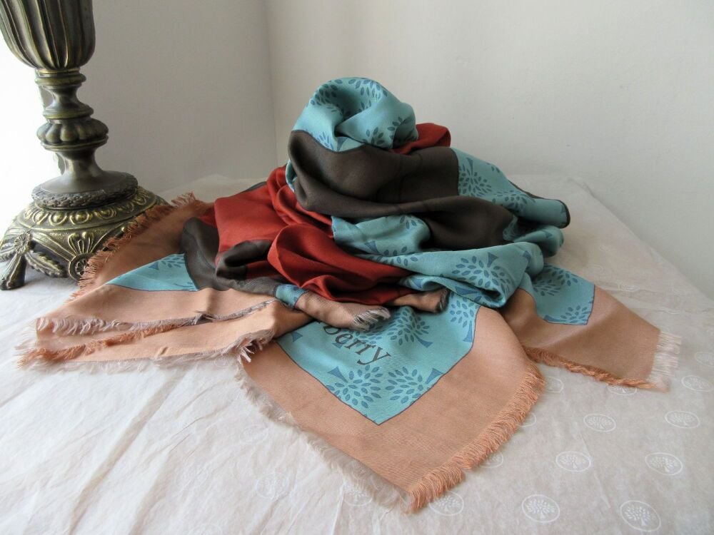 Mulberry AllOver Magnolia Square Scarf Wrap in Frozen Silk Mix