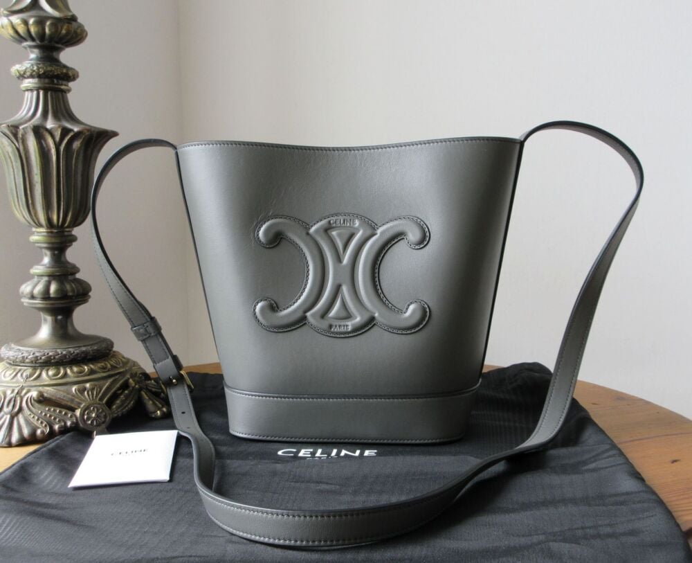 Celine Small Bucket Bag Cuir Triomphe in Anthracite Grey Smooth Calfskin Ne