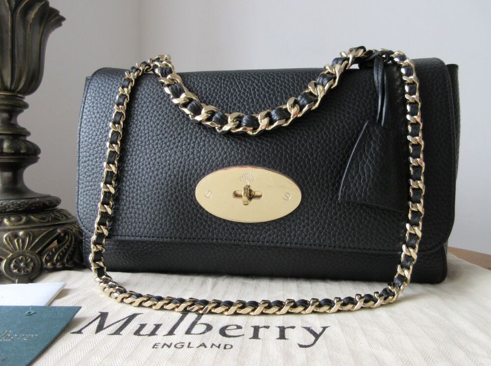 Mulberry Top Handle Medium Lily in Black Heavy Grain