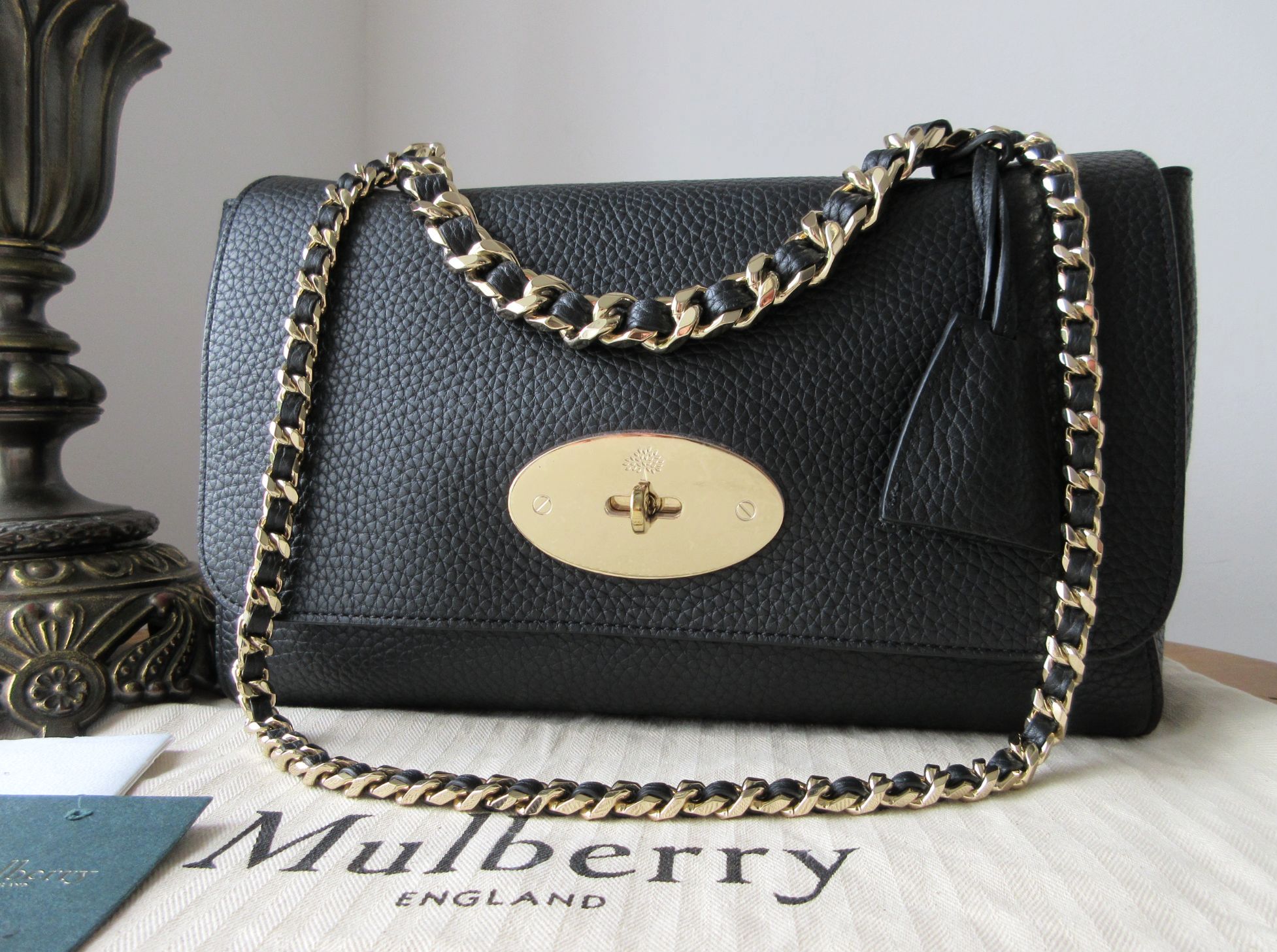 Mulberry Top Handle Medium Lily in Black Heavy Grain