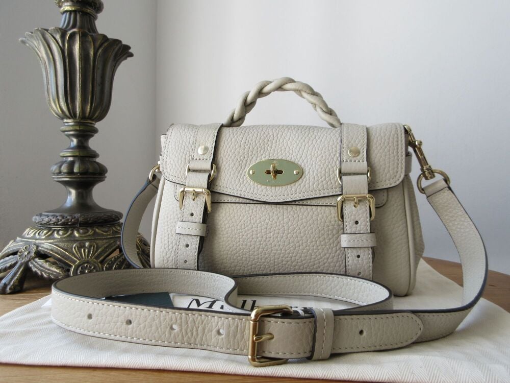 Mulberry Sustainable Icon Mini Alexa in Chalk Heavy Grain Leather