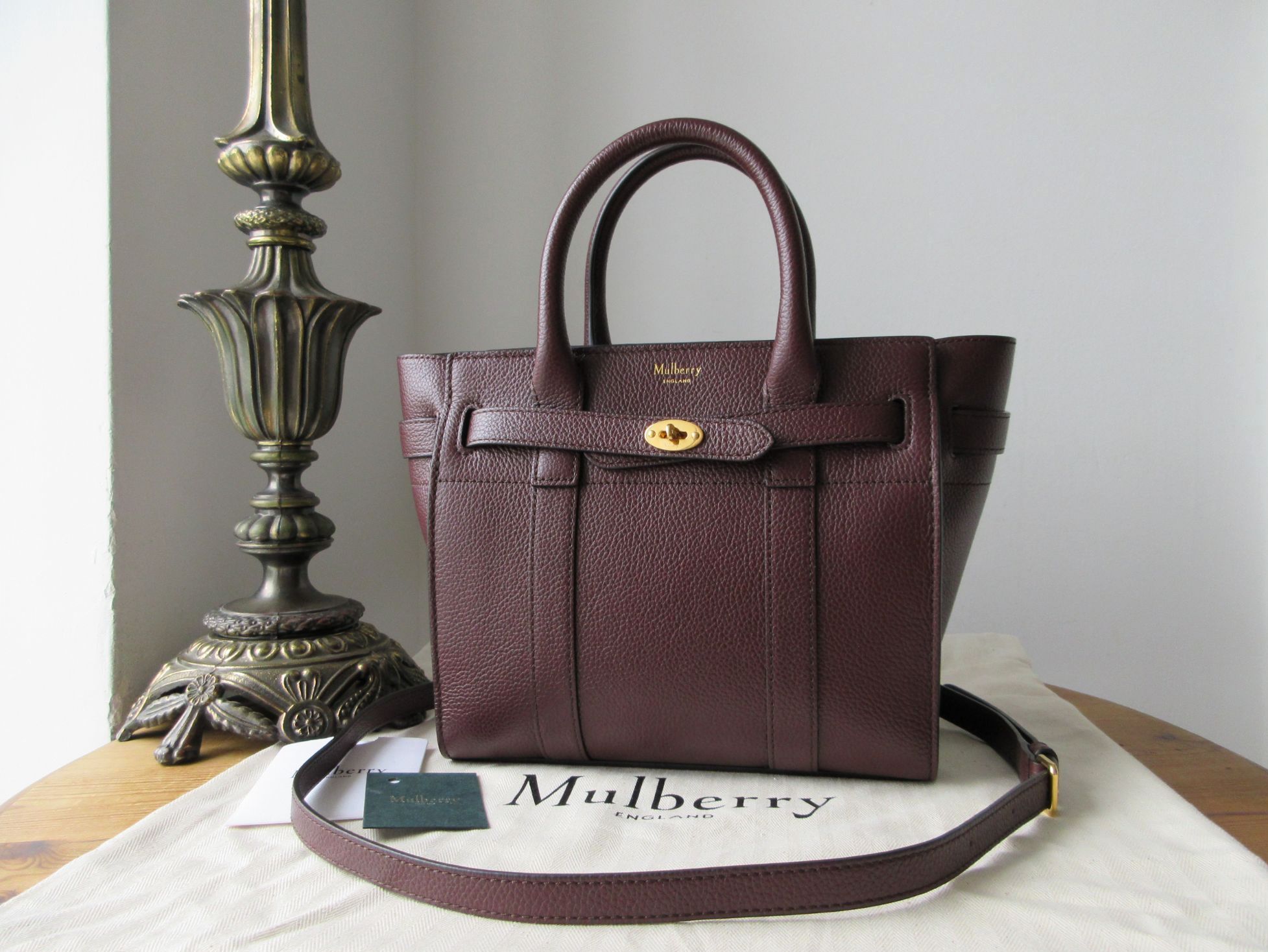 Mulberry Mini Zipped Bayswater in Oxblood Small Classic Grain