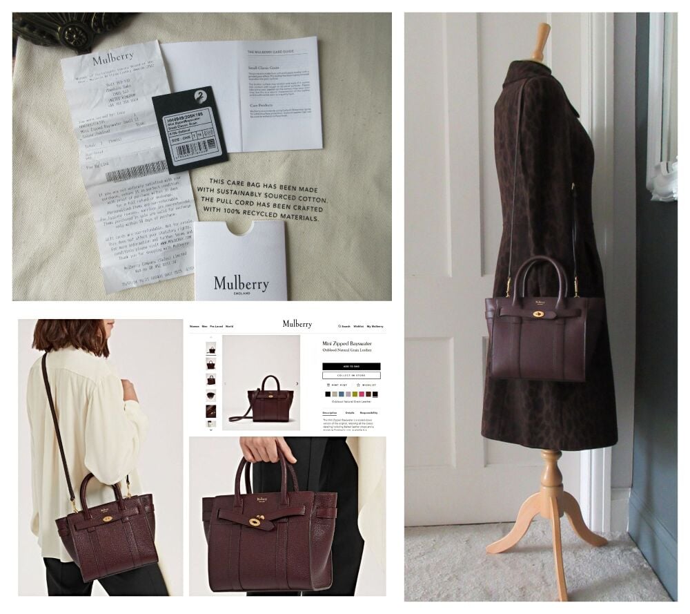 Mulberry Mini Zipped Bayswater in Oxblood Small Classic Grain Leather