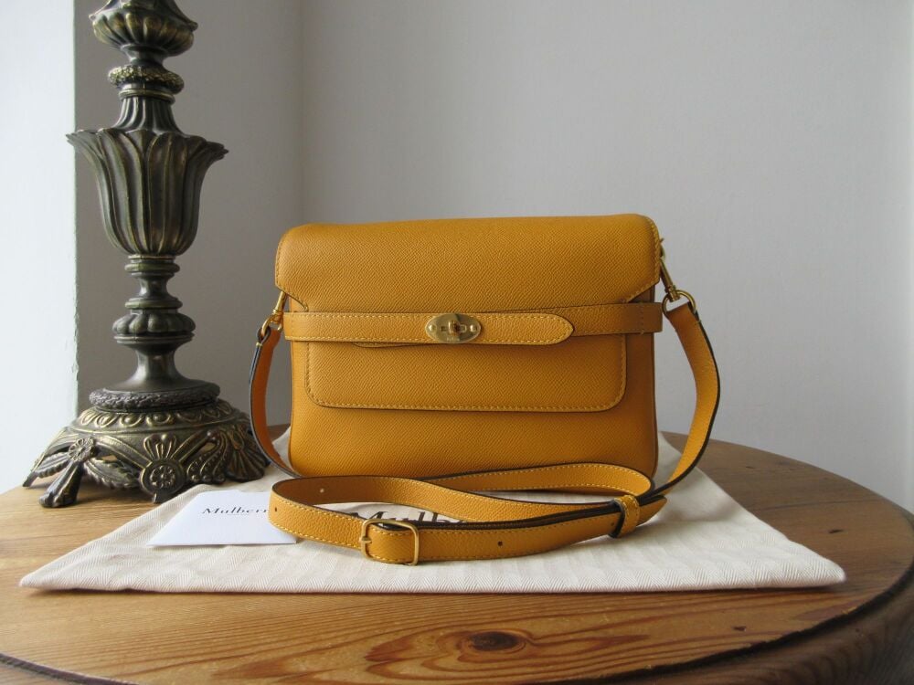 Mulberry Belted Bayswater Shoulder Clutch in Deep Amber Small Printed Grain - New*