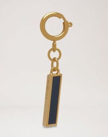 Mulberry Alphabet Letter I Keyring Personalisation Charm in Midnight Enamel and Shiny Golden Brass - New