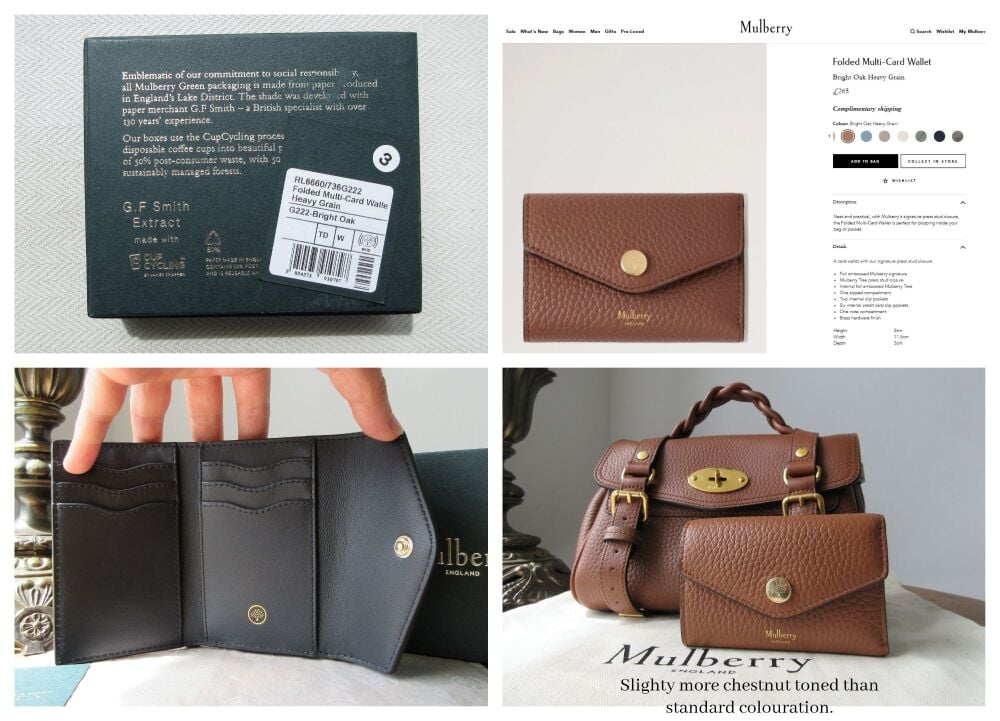 Mulberry Folded Multi-Card Wallet in Bright Oak Heavy Grain Leather - New*