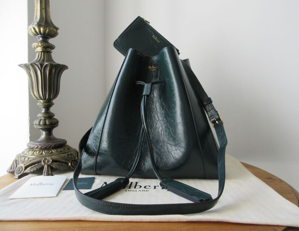 Mulberry Small Millie Tote in Mulberry Green Glossy Calf New