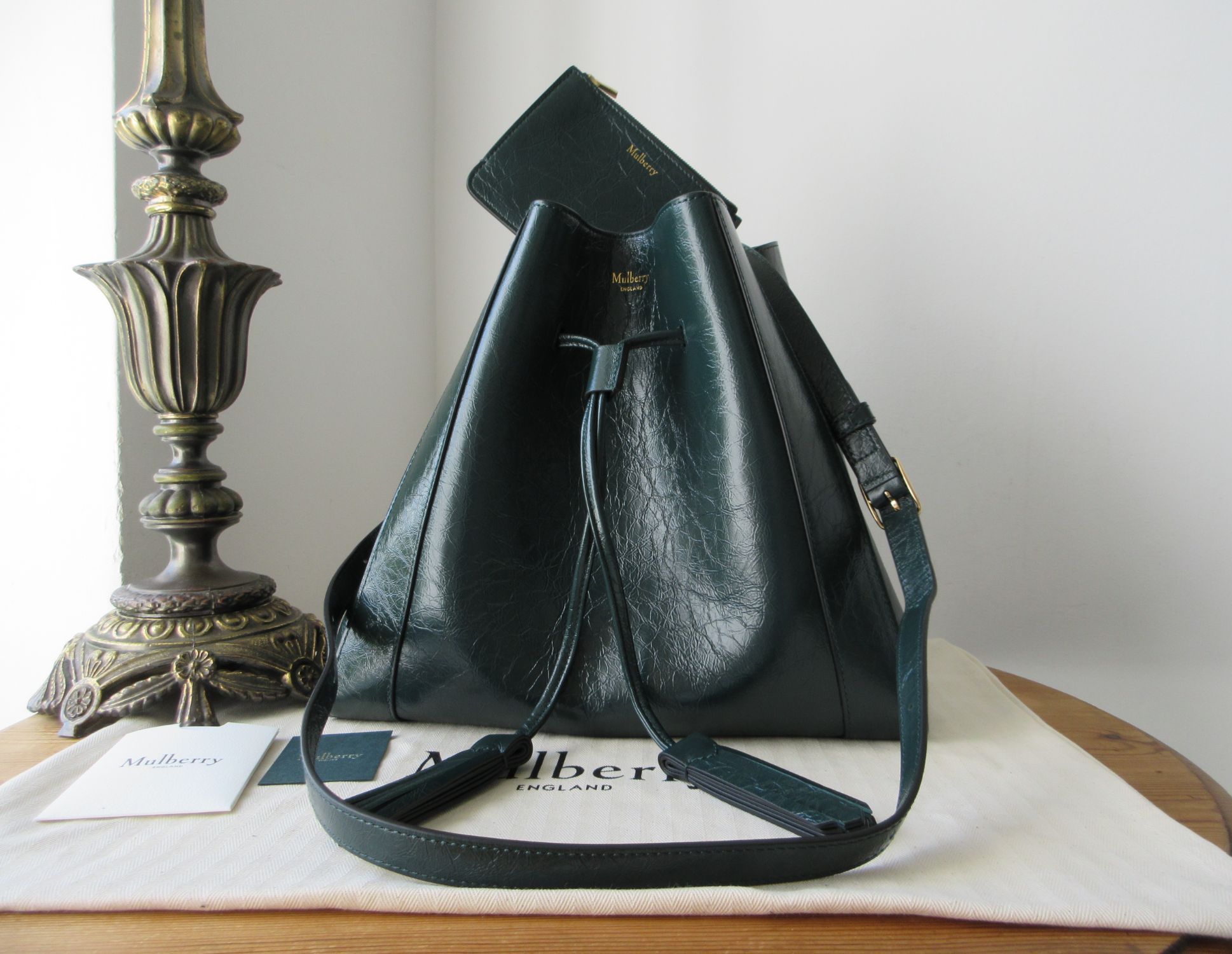 Mulberry Small Millie Tote in Mulberry Green Glossy Calf New