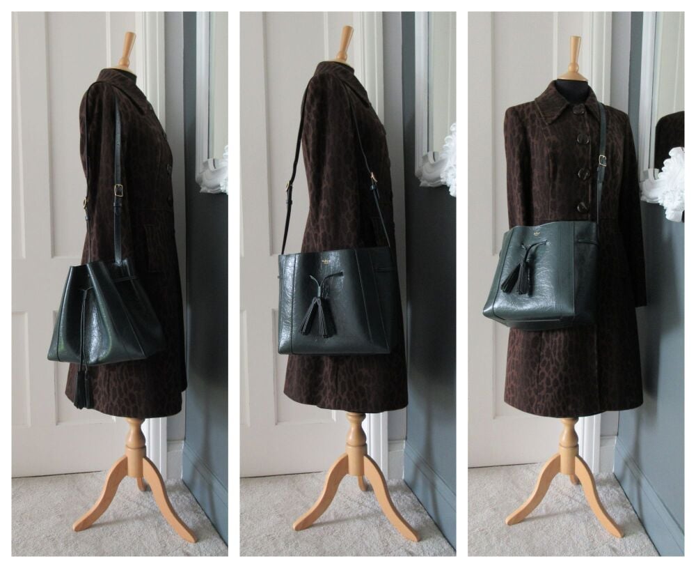 Mulberry Small Millie Tote in Mulberry Green Glossy Calf - New