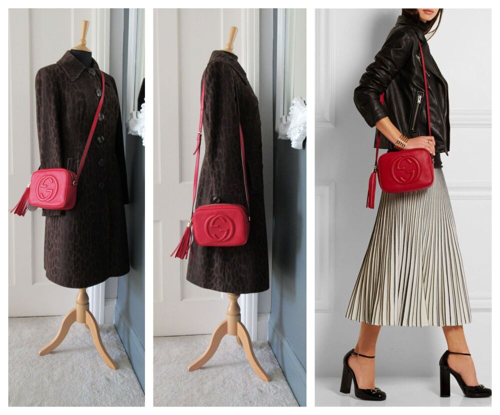 Gucci Soho Disco Crossbody Shoulder Bag in Red Pebbled Calfskin