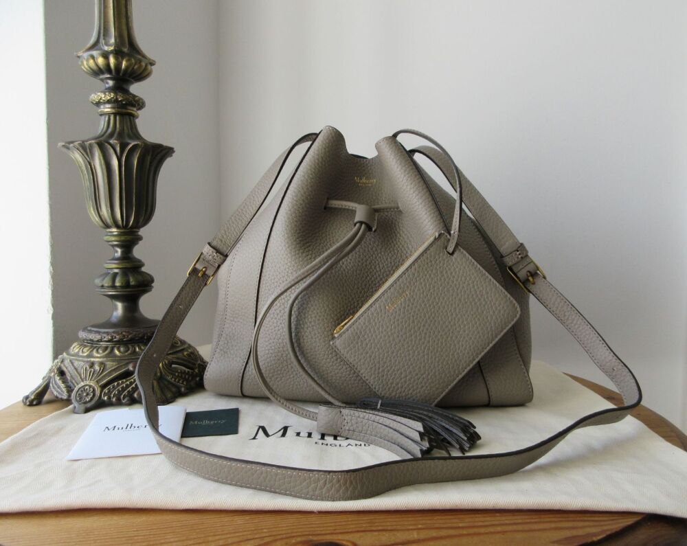 Mulberry Small Millie Tote in Solid Grey Heavy Grain Leather