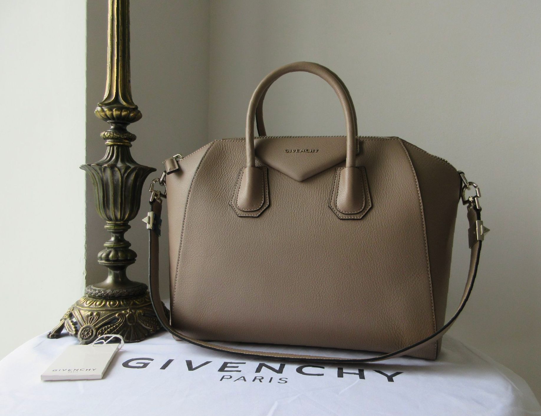Givenchy Antigona Medium Shoulder Bag in Mastic Sugar Goatskin