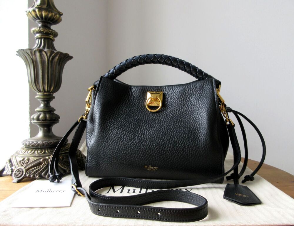 Mulberry Small Iris in Black and Midnight Heavy Grain