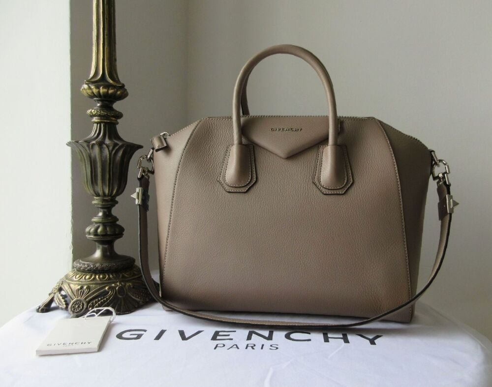 Givenchy Antigona Sugar Medium Shoulder Bag in Mastic Goatskin