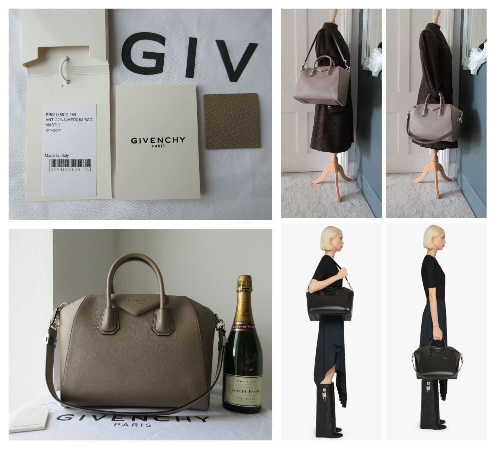 Givenchy Antigona Sugar Medium Shoulder Bag in Mastic Goatskin