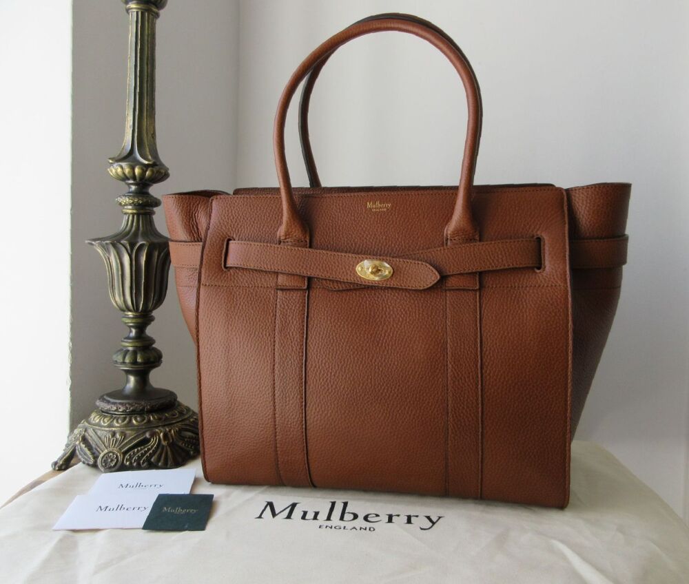 Mulberry Large Zipped Bayswater in Oak Grained Vegetable Tanned Leather New
