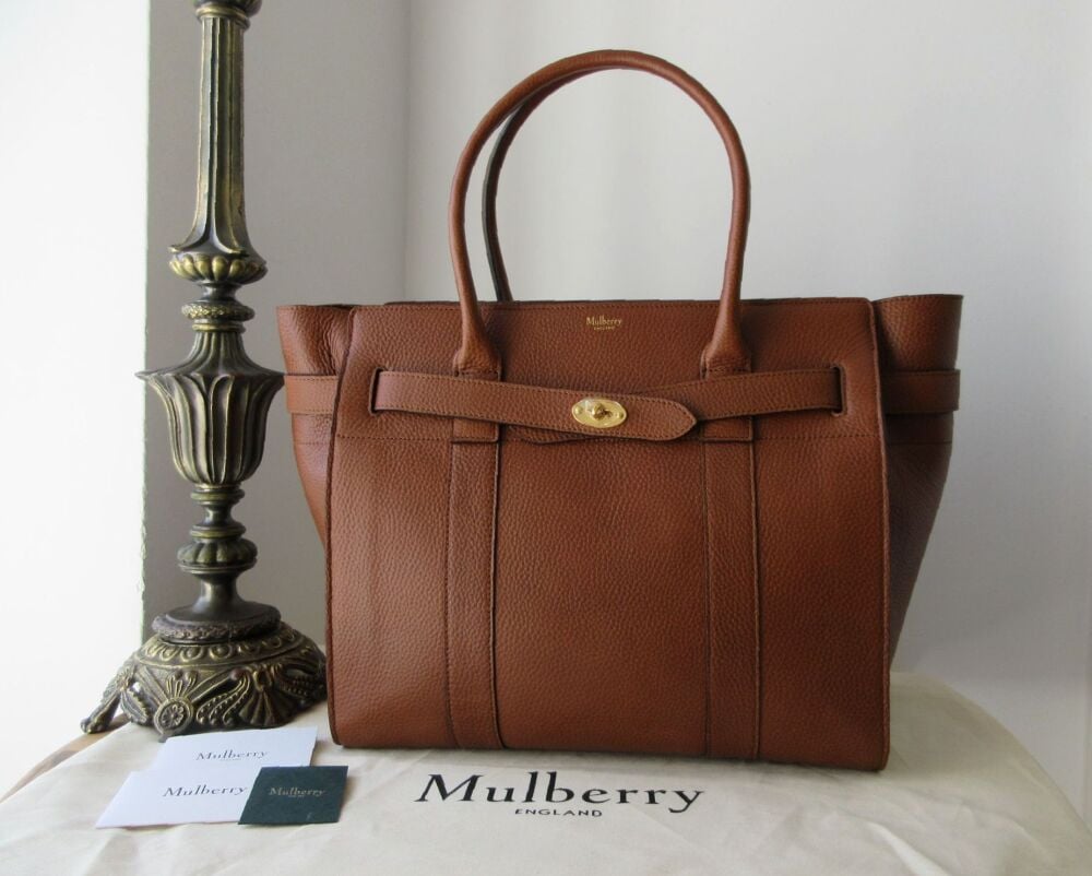 Mulberry Large Zipped Bayswater in Oak Grain Vegetable Tanned Leather - New*