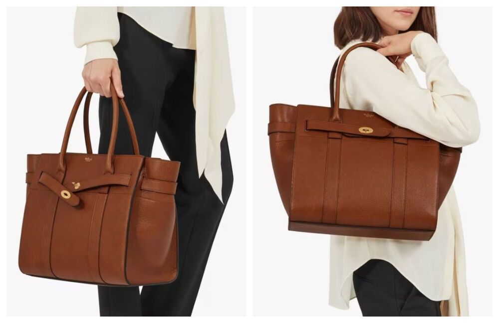 Mulberry Large Zipped Bayswater in Oak Grain Vegetable Tanned Leather - New*
