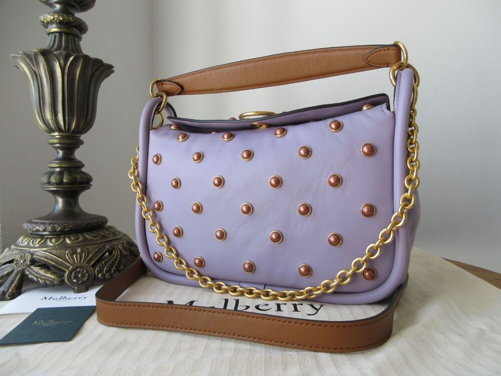 Mulberry Small Leighton in Purple Heather Soft Lamb Nappa with Pearls