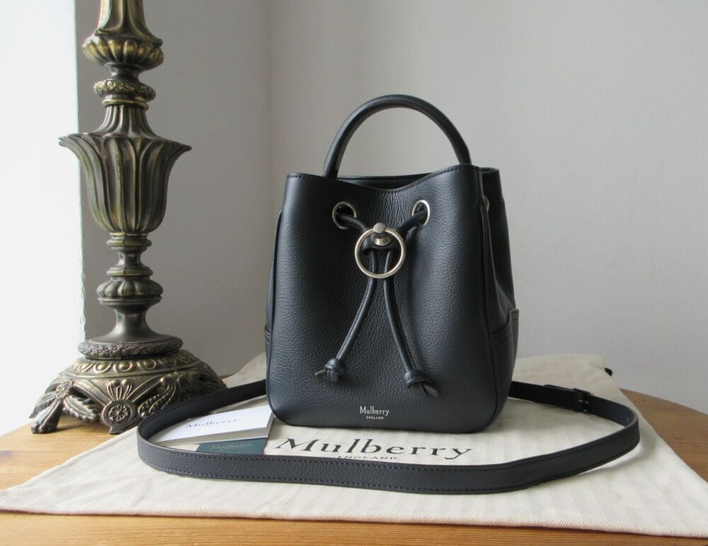 Mulberry Small Hampstead Bucket Bag in Midnight Blue Classic Grain