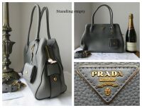 Prada Soft Double Bag in Marmo Grey Vitello Daino New