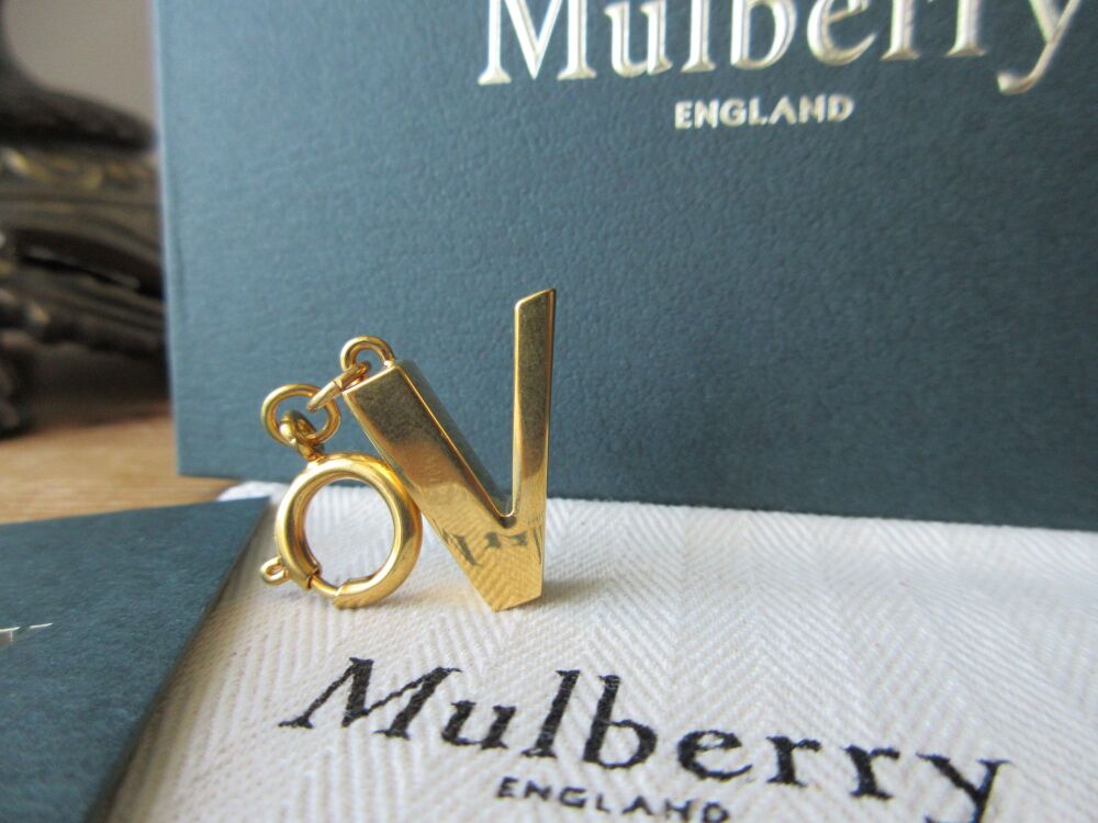 Mulberry Alphabet Brass Keyring Bag Charm Personalisation Charm in the Lett