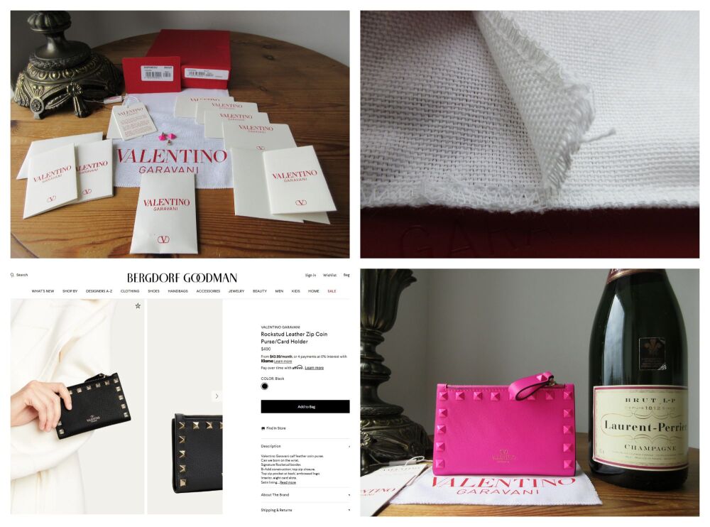 Valentino Garavani Rockstud Zip Purse Card Wallet in Hot Pink Calfskin - New*
