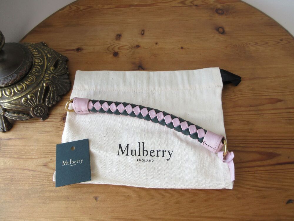 Mulberry Iris Braided Top Handle in Powder Pink & Mulberry Green Heavy Grain - New