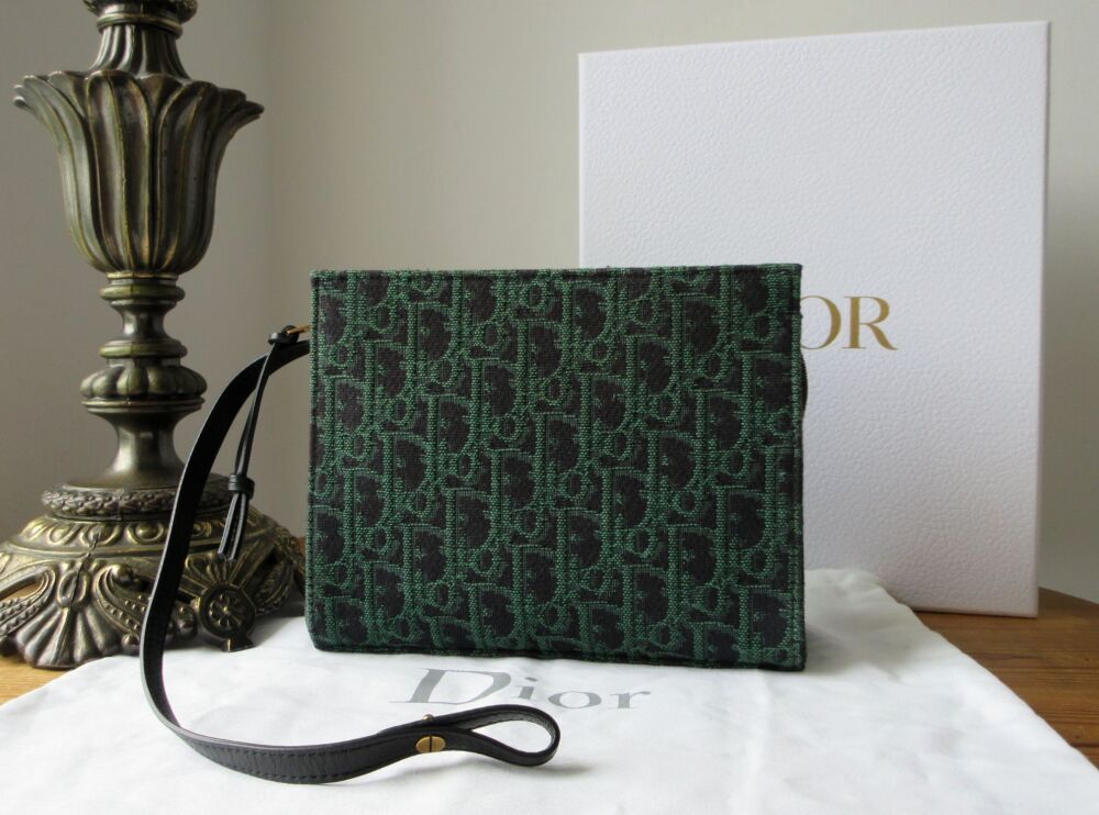 Dior Zipped Pouch in Green &amp; Black Oblique Jacquard Canvas