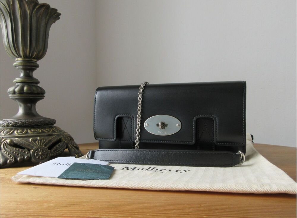 Mulberry East West Bayswater Shoulder Clutch in Black Shiny Smooth Classic