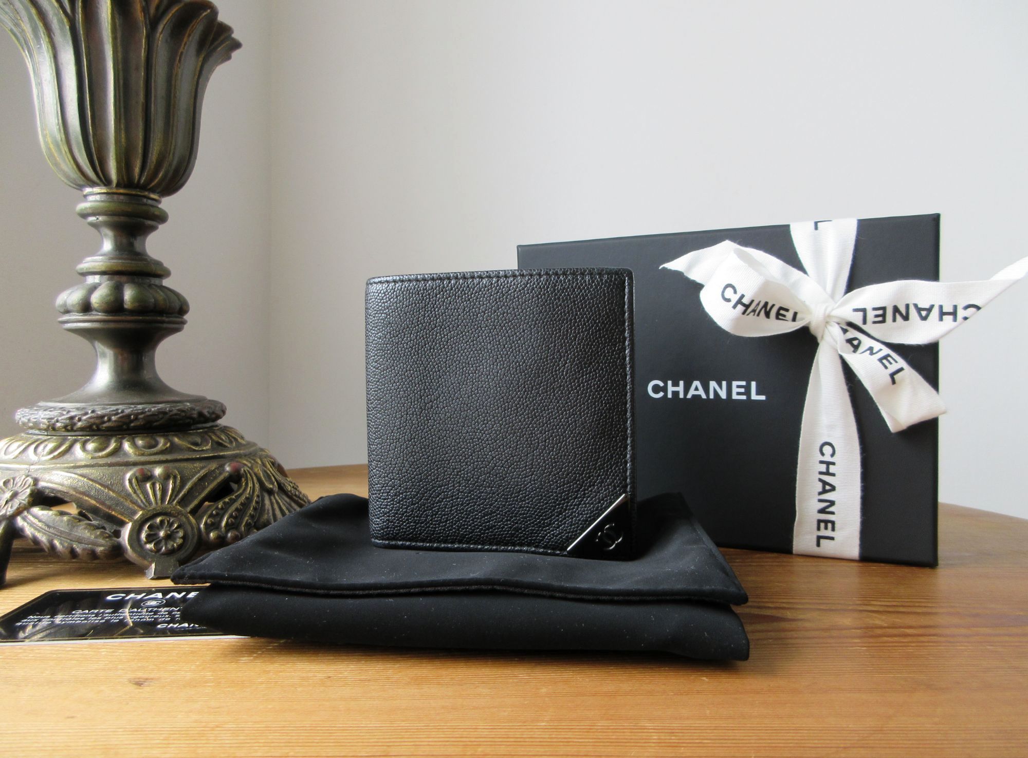 Chanel So Black Folded Wallet in Metallic Black Soft Caviar Calfskin