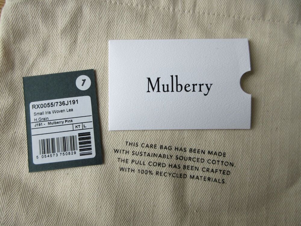 Mulberry Iris Braided Top Handle in Chalk & Mulberry Pink Heavy Grain - New*