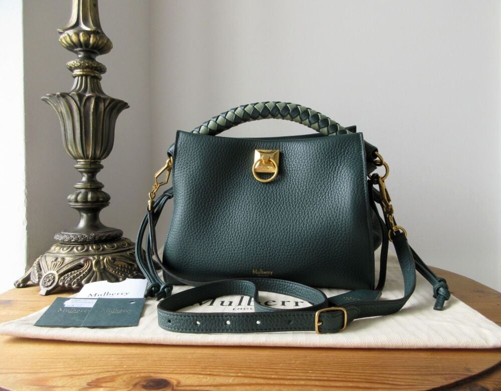 Mulberry Small Iris in Mulberry Green Heavy Grain with Mulberry Green & Cambridge Green Braided Handle