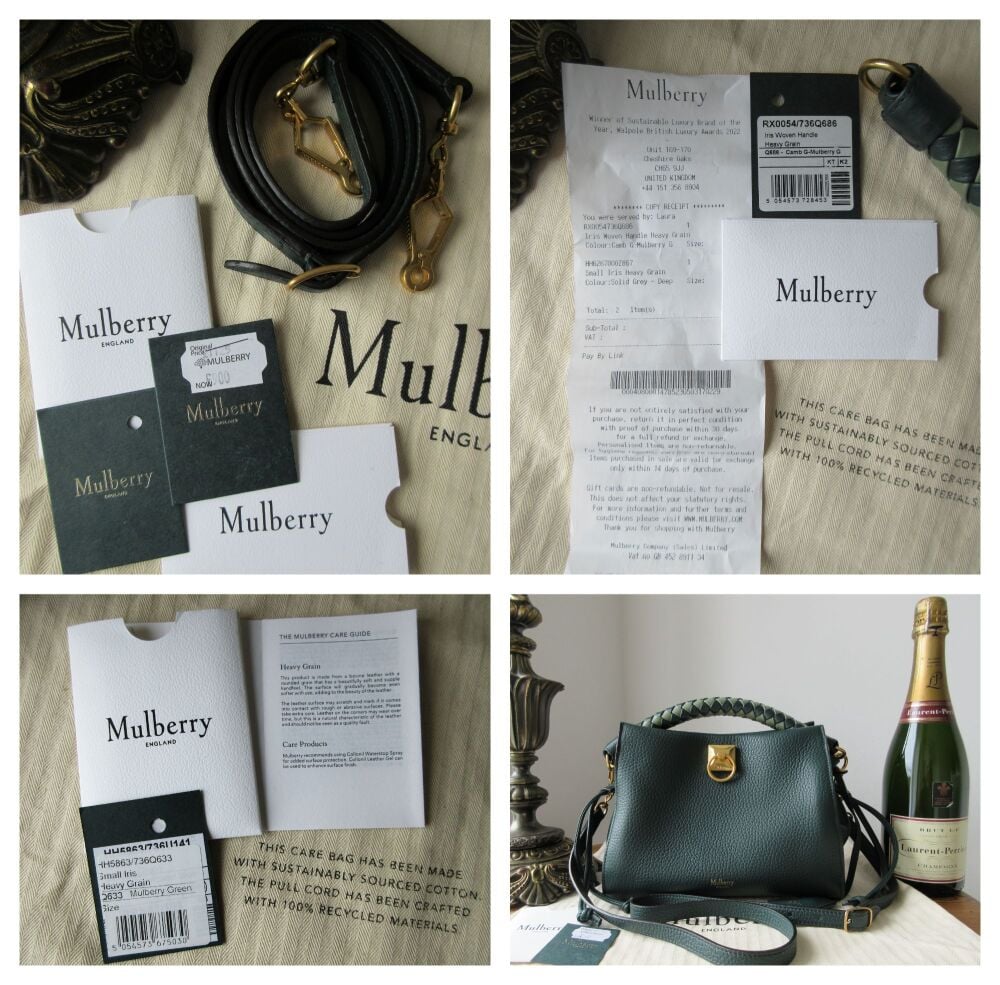 Mulberry Small Iris in Mulberry Green Heavy Grain with Mulberry Green & Cambridge Green Braided Handle